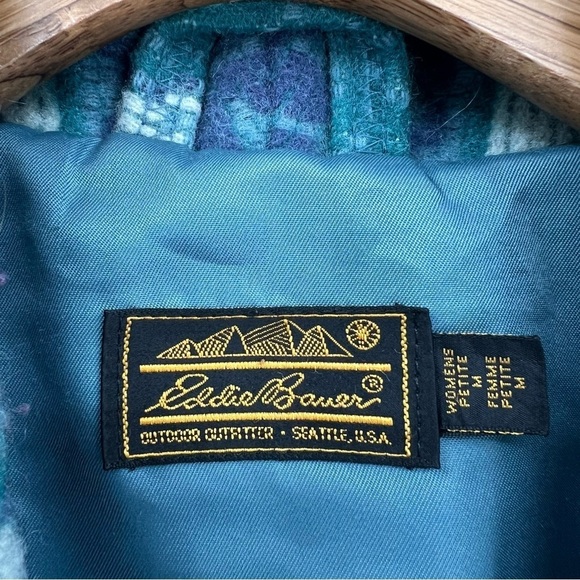 Eddie Bauer Vintage Blanket Wool Barn Toggle Shawl Collar Coat Size MP - Picture 4 of 14